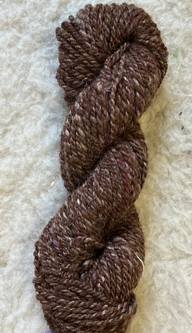 Chocolate Raspberry Handspun Worsted Yarn